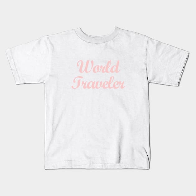 Millennial Pink World Traveler Kids T-Shirt by FandomTrading